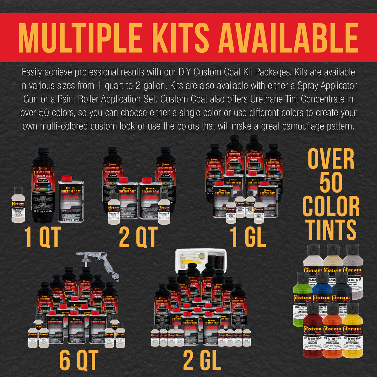 GM White 2 Quart (1/8 Quart) Urethane Spray-On Truck Bed Liner Kit - Easily Mix, Shake & Shoot - Durable Textured Protective Coating