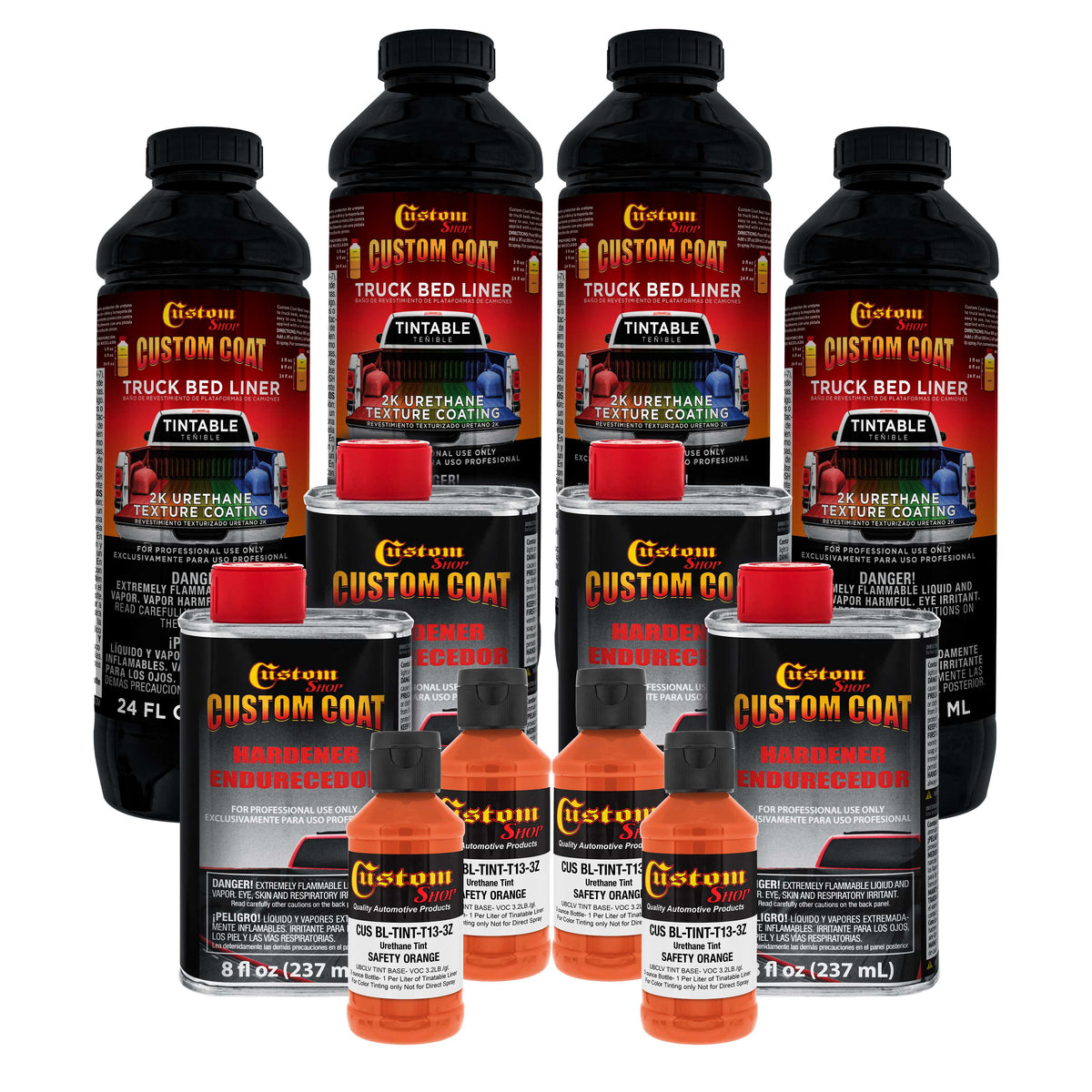 Safety Orange 1 Gallon Urethane Spray-On Truck Bed Liner Kit -Easy Mixing, Just Shake, Shoot - Professional Durable Textured Protective Coating