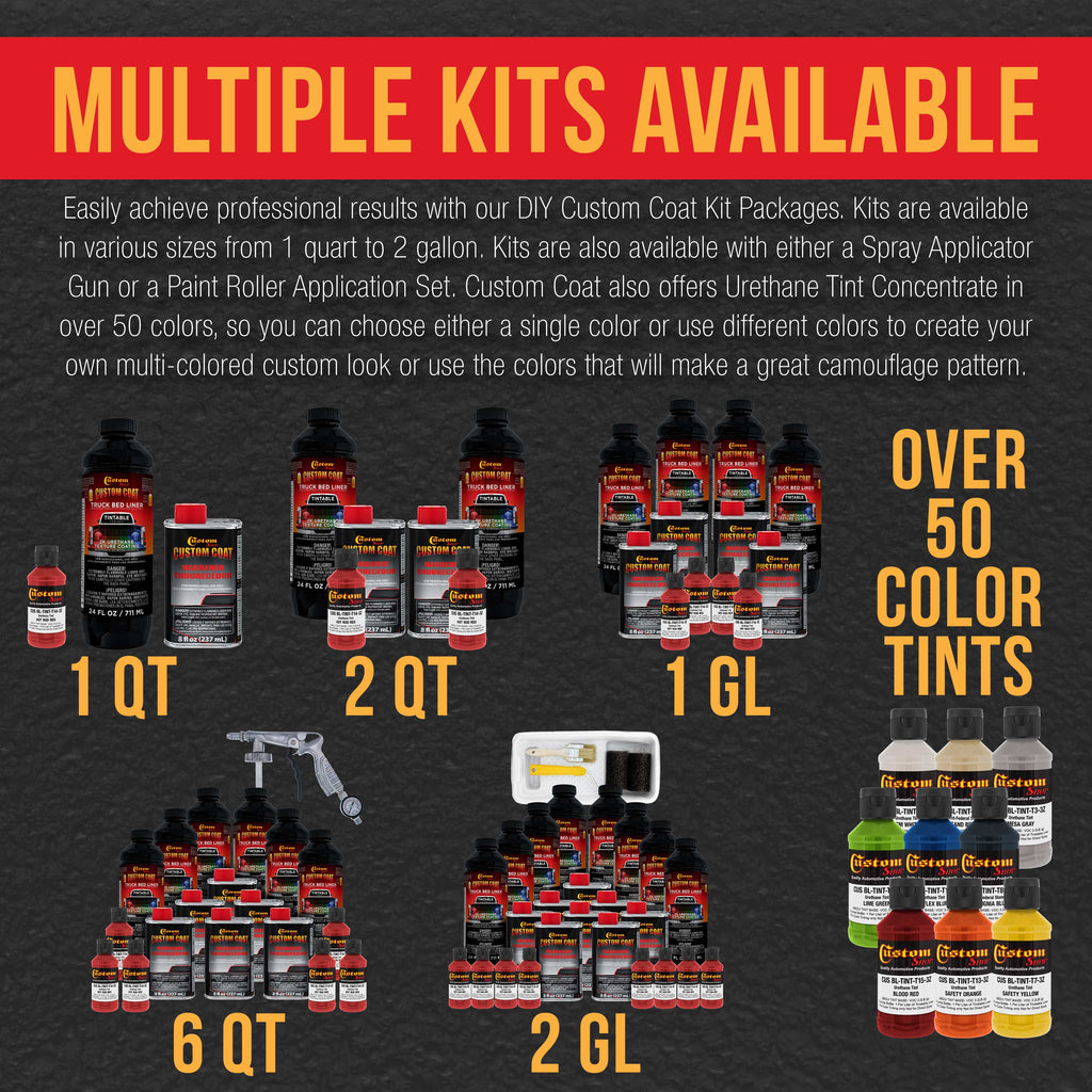 Hot Rod Red 1.5 Gallon (6 Quart) Urethane Roll-On, Brush-On or Spray-On Truck Bed Liner Kit with Roller and Brush Applicator Kit - Easy Mixing