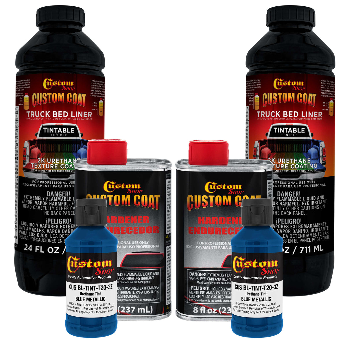 Blue Metallic 2 Quart (1/8 Quart) Urethane Spray-On Truck Bed Liner Kit - Easily Mix, Shake & Shoot - Durable Textured Protective Coating