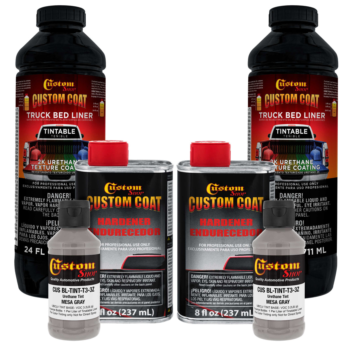Mesa Gray 2 Quart (1/8 Quart) Urethane Spray-On Truck Bed Liner Kit - Easily Mix, Shake & Shoot - Durable Textured Protective Coating