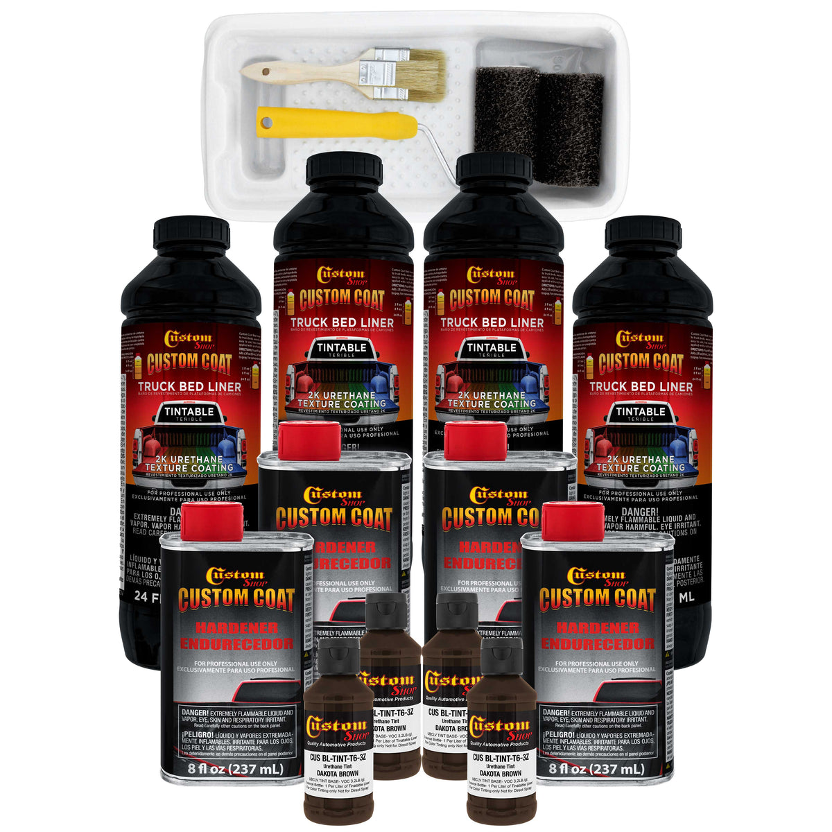 Dakota Brown 1 Gallon Urethane Roll-On, Brush-On or Spray-On Truck Bed Liner Kit with Roller and Brush Applicator Kit - Textured Protective Coating