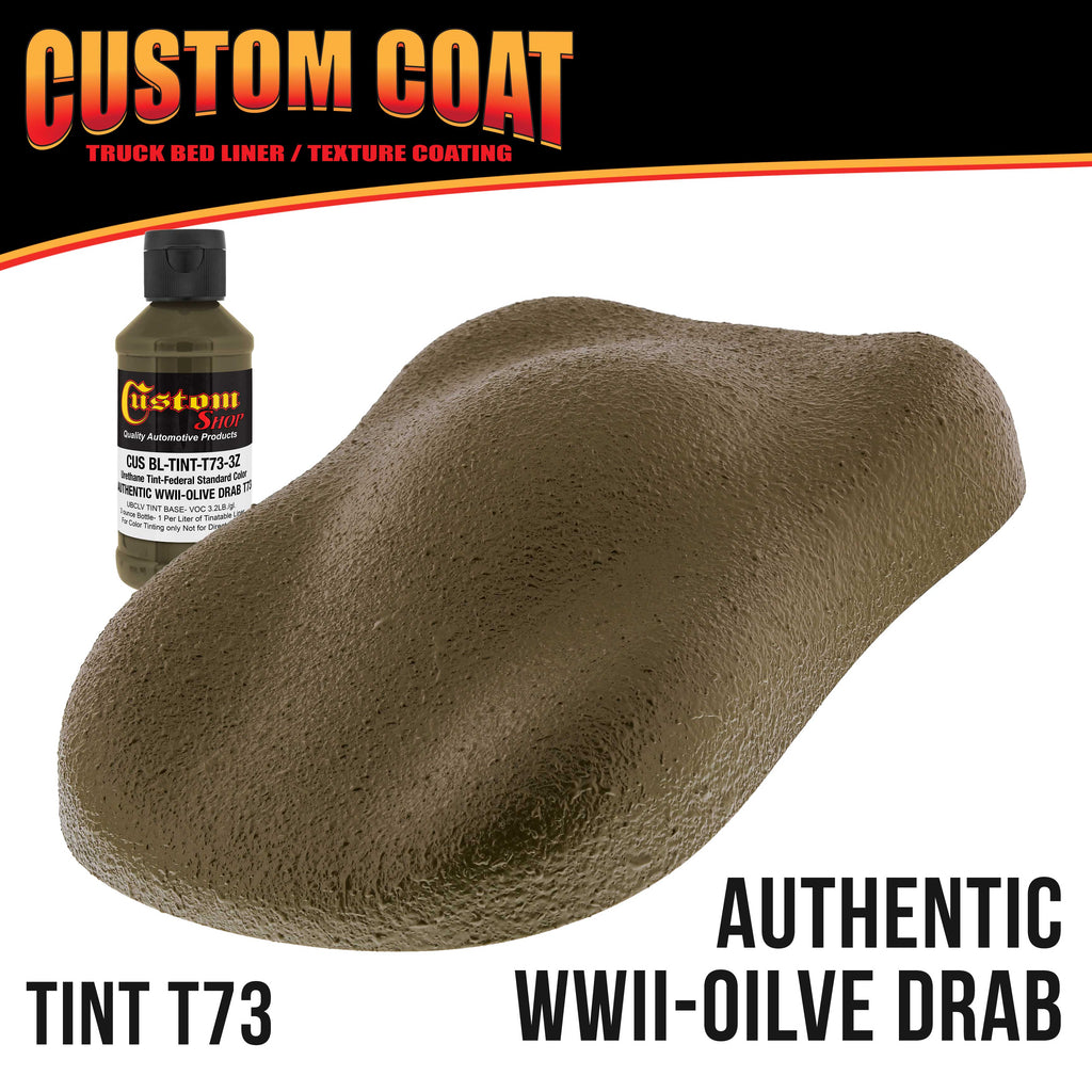 Federal Standard Color # Authentic WWII Olive Drab T73 Urethane Roll-On, Brush-On or Spray-On Truck Bed Liner, 2 Quart Kit with Roller Applicator Kit