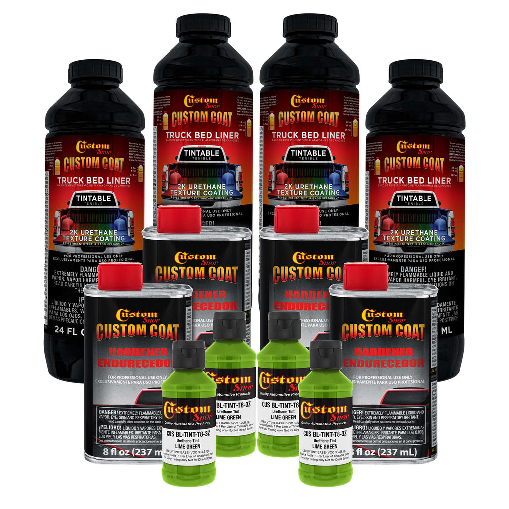 Lime Green 1 Gallon Urethane Spray-On Truck Bed Liner Kit -Easy Mixing, Just Shake, Shoot - Professional Durable Textured Protective Coating