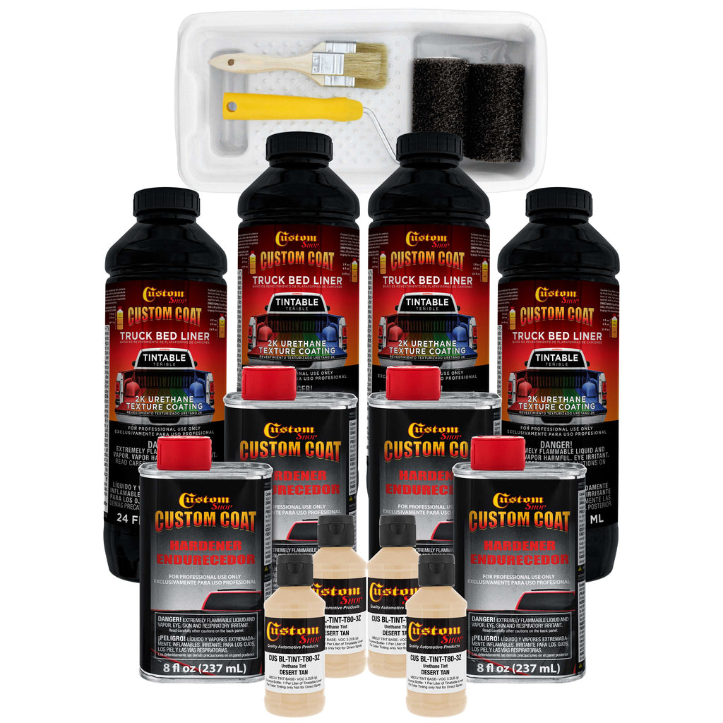 Federal Standard Color #33446 Desert Tan T80 Urethane Roll-On, Brush-On or Spray-On Truck Bed Liner, 1 Gallon Kit with Roller Applicator Kit