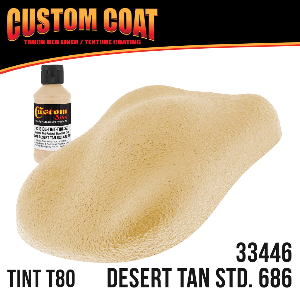 Federal Standard Color #33446 Desert Tan T80 Urethane Roll-On, Brush-On or Spray-On Truck Bed Liner, 2 Gallon Kit with Roller Applicator Kit