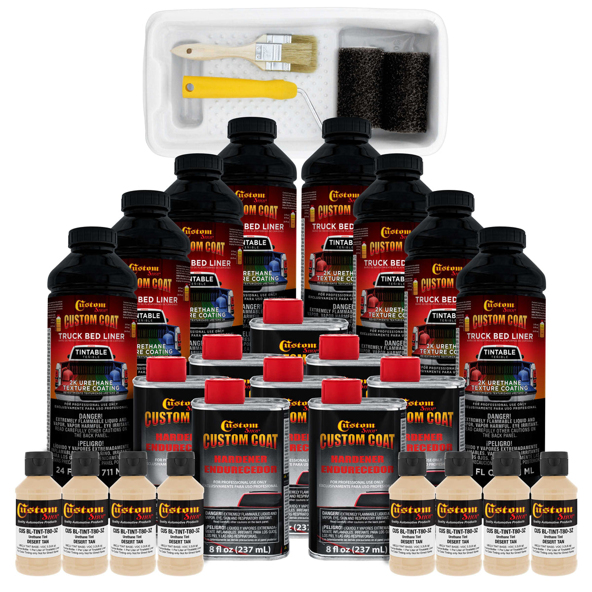 Federal Standard Color #33446 Desert Tan T80 Urethane Roll-On, Brush-On or Spray-On Truck Bed Liner, 2 Gallon Kit with Roller Applicator Kit