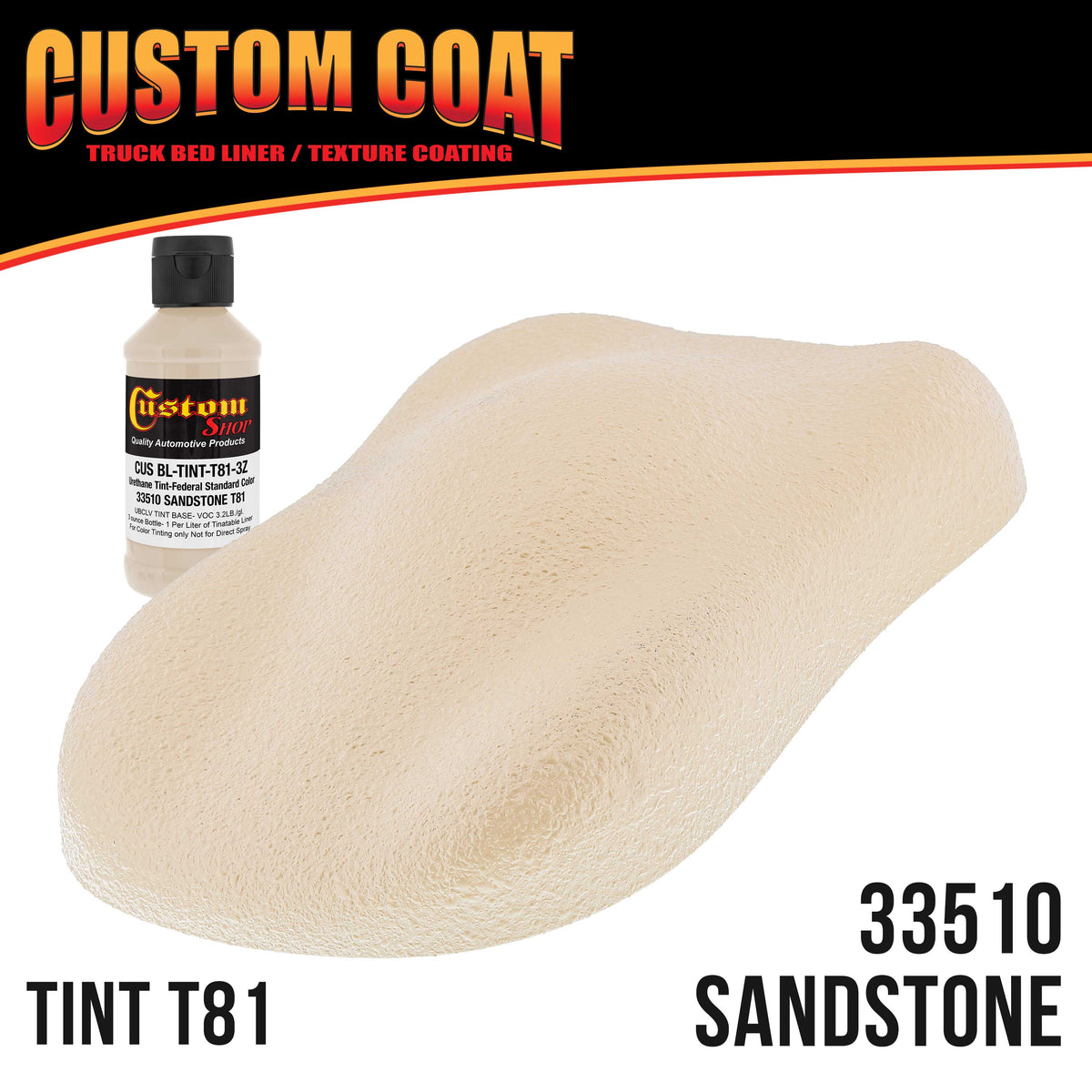 Federal Standard Color #33510 Sandstone T81 Urethane Roll-On, Brush-On or Spray-On Truck Bed Liner, 2 Quart Kit with Roller Applicator Kit