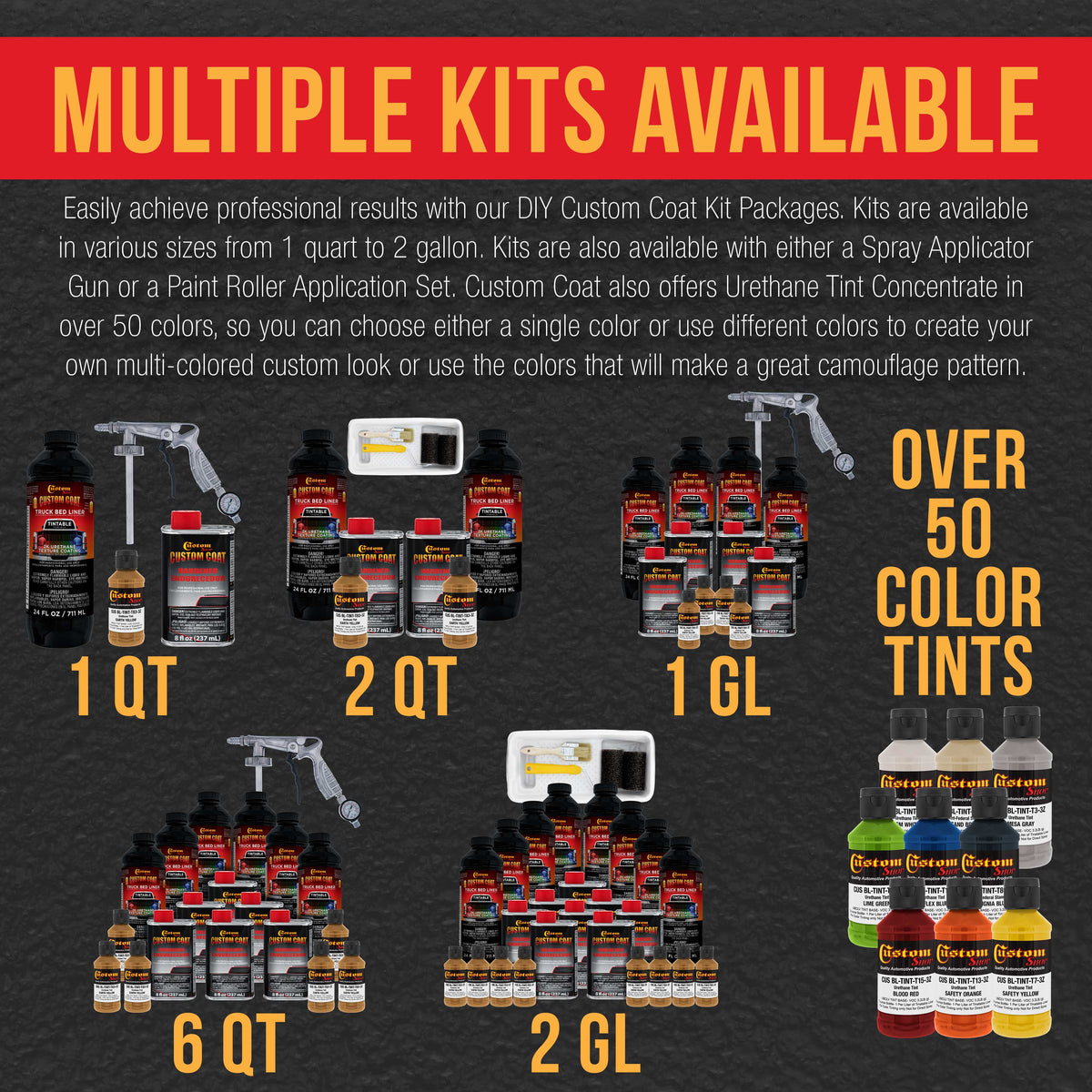 Federal Standard Color #30257 Earth Yellow T83 Urethane Roll-On, Brush-On or Spray-On Truck Bed Liner, 2 Gallon Kit with Roller Applicator Kit