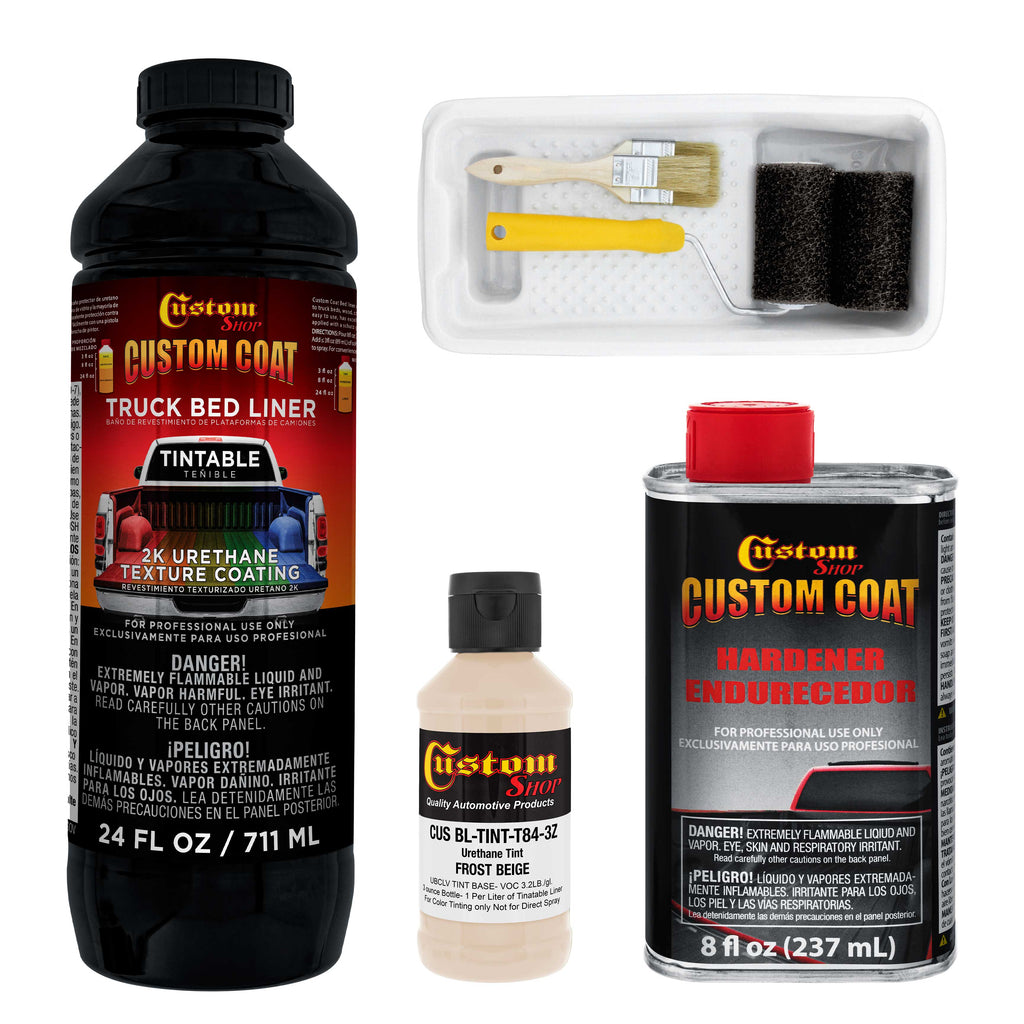 Federal Standard Color #36521 Frost Beige T84 Urethane Roll-On, Brush-On or Spray-On Truck Bed Liner, 1 Quart Kit with Roller Applicator Kit