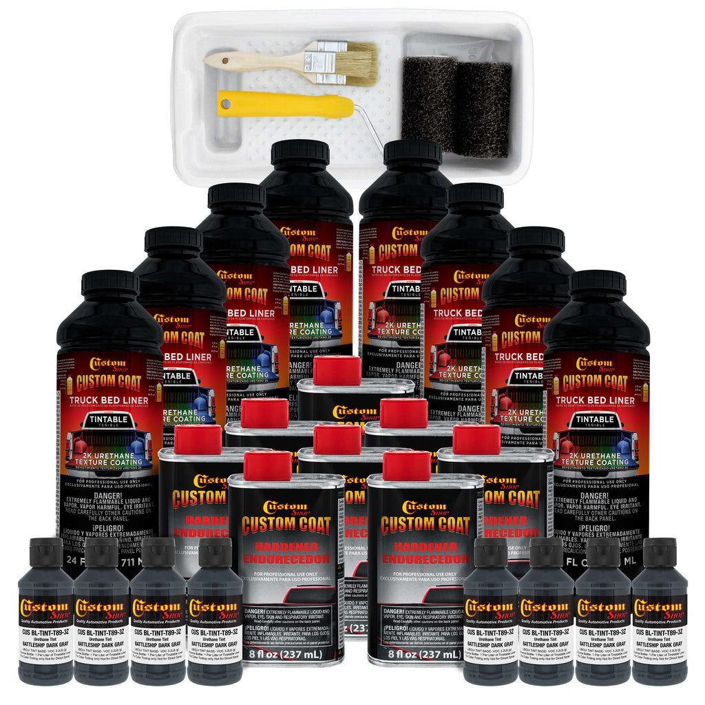Federal Standard Color #36118 Battleship Dark Gray T89 Urethane Roll-On, Brush-On or Spray-On Truck Bed Liner, 2 Gallon Kit with Roller Applicator Kit