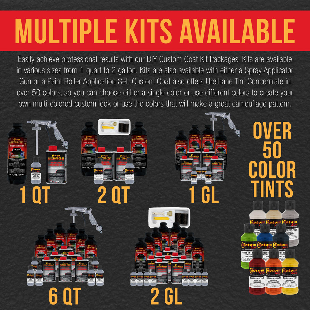 Federal Standard Color #36300 Aircraft Gray T92 Urethane Spray-On Truck Bed Liner, 2 Quart Kit, Spray Gun & Regulator - Textured Protective Coating