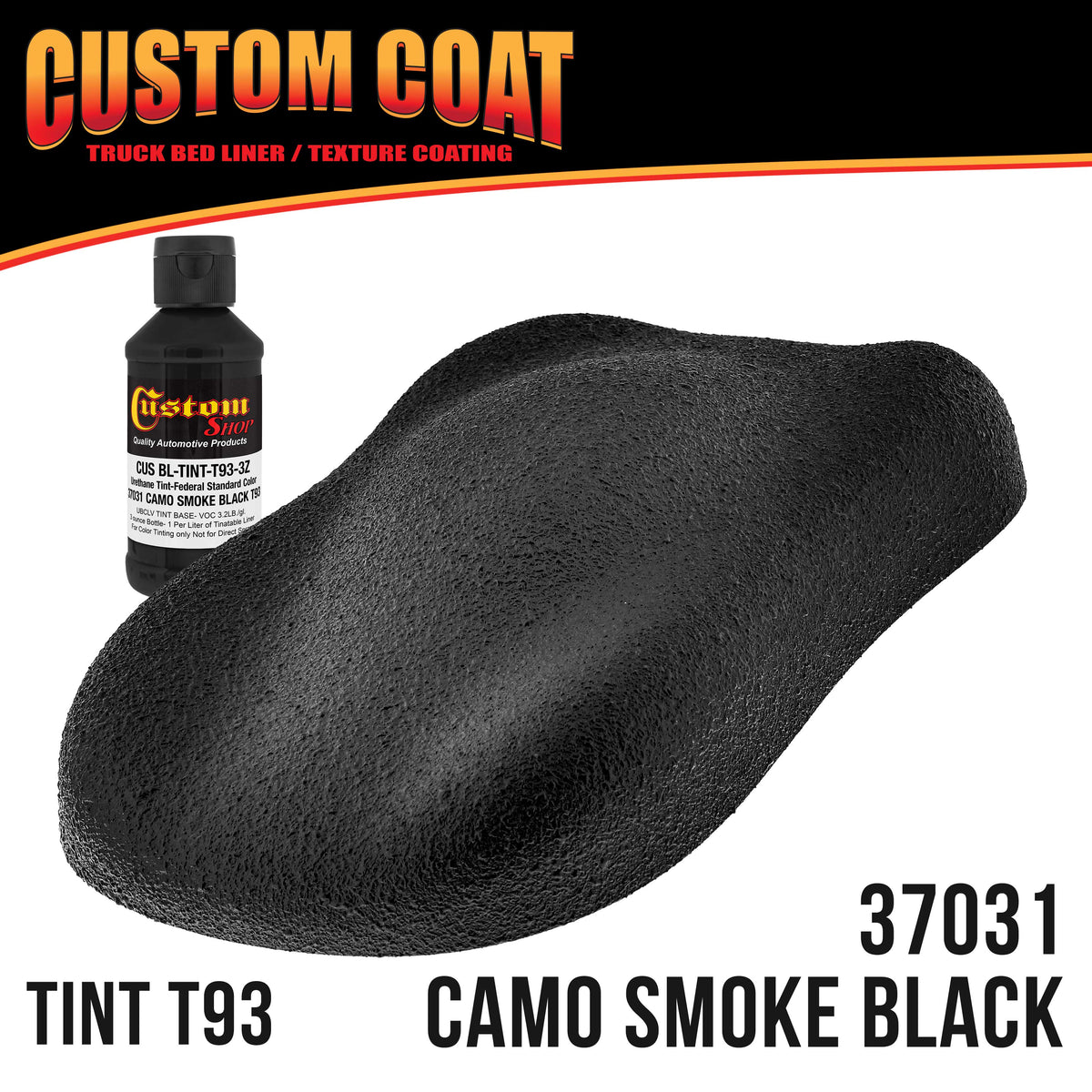 Federal Standard Color #37031 Camo Smoke Black T93 Urethane Spray-On Truck Bed Liner, 1 Quart Kit, Spray Gun & Regulator - Textured Protective Coating