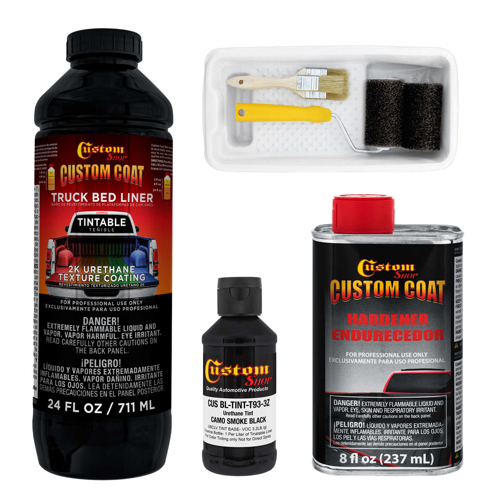 Federal Standard Color #37031 Camo Smoke Black T93 Urethane Roll-On, Brush-On or Spray-On Truck Bed Liner, 1 Quart Kit with Roller Applicator Kit