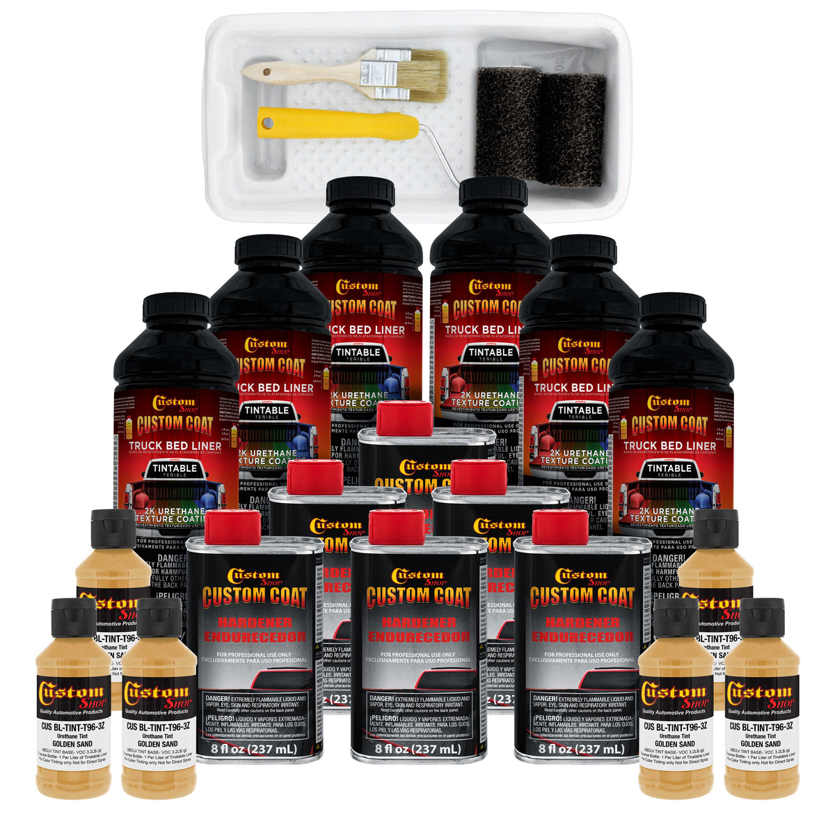 Federal Standard Color #30266 Golden Sand T96 Urethane Roll-On, Brush-On or Spray-On Truck Bed Liner, 1.5 Gallon Kit with Roller Applicator Kit