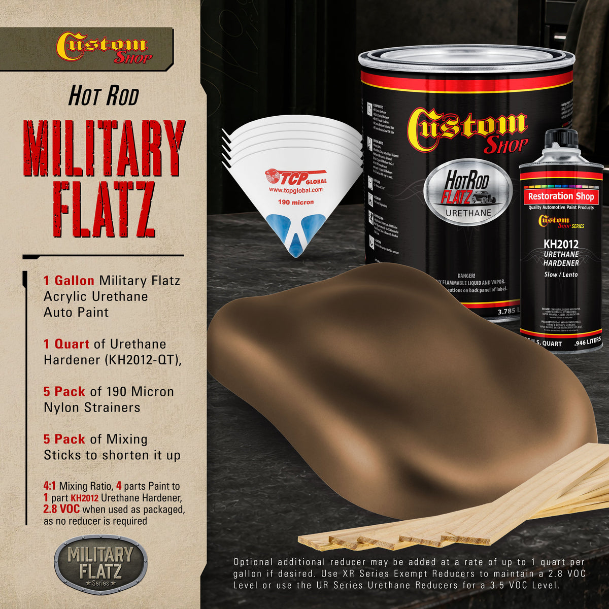 Military Flatz 595-33105 Field Drab - 2K Urethane Flat Automotive Paint - Gallon Kit