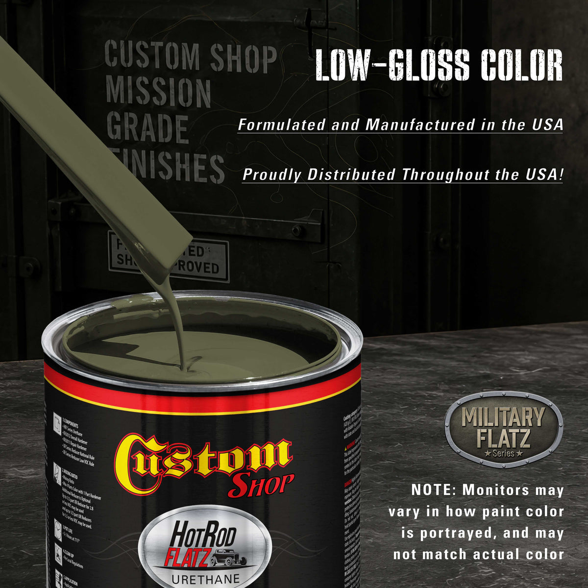 Military Flatz 595-34094 Olive Drab - 2K Urethane Flat Automotive Paint - Quart Kit