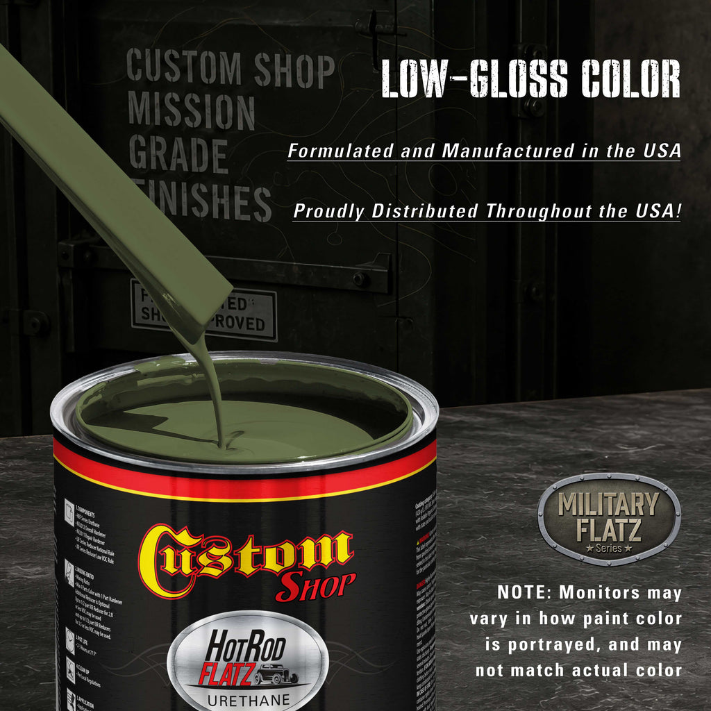 Military Flatz 595-34128 Woodland Green - 2K Urethane Flat Automotive Paint - Quart Kit