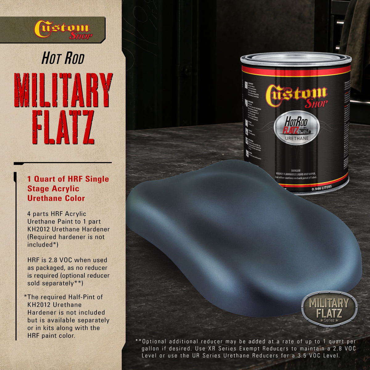 Military Flatz 595-25045 Insignia Blue - 2K Urethane Flat Automotive Paint - Quart