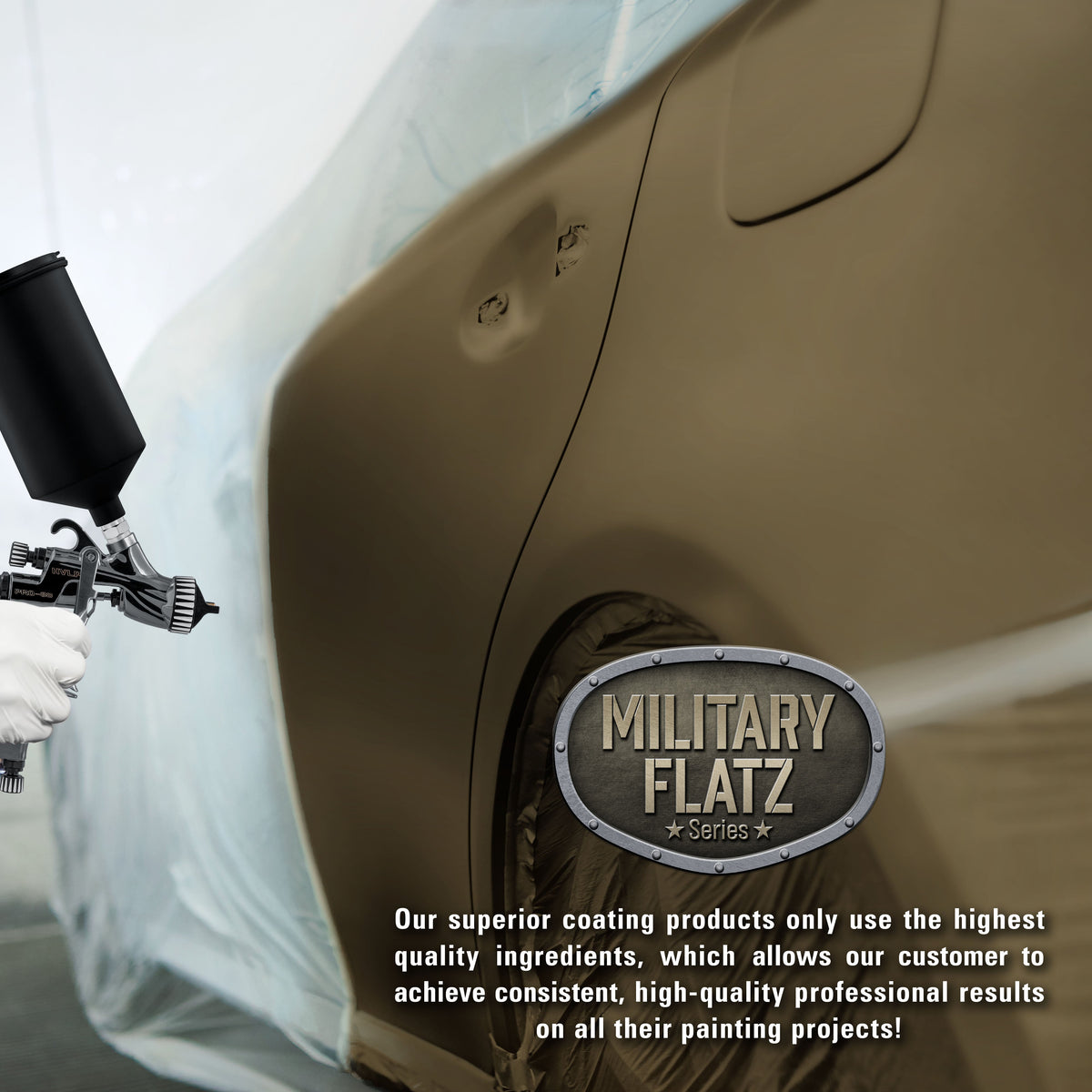 Military Flatz 595-33070 WWII Olive Drab -2K Urethane Flat Automotive Paint - 2K Aerosol