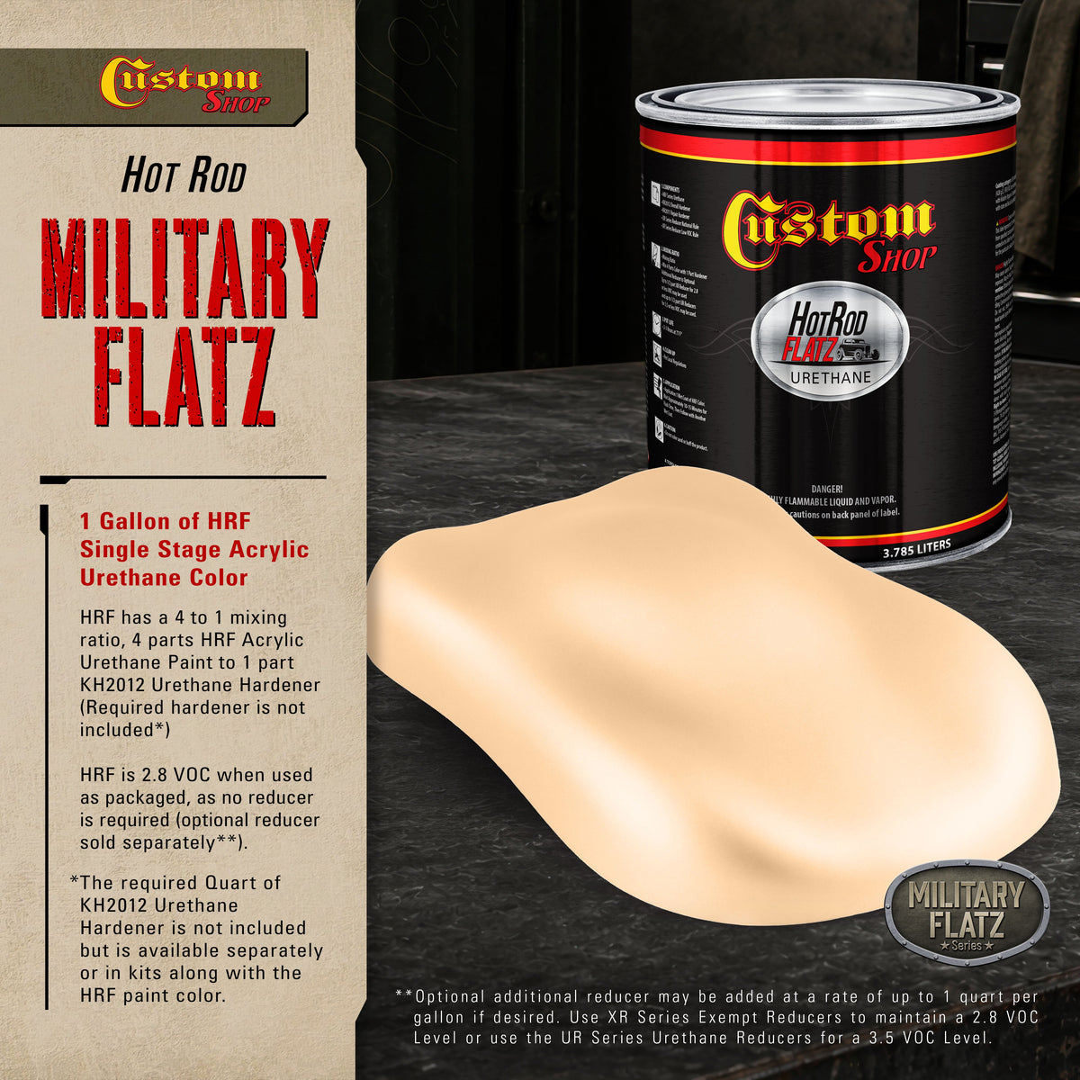 Military Flatz 595-33690 Field Tan - 2K Urethane Flat Automotive Paint - Gallon