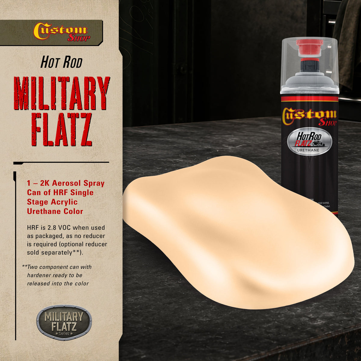 Military Flatz 595-33690 Field Tan - 2K Urethane Flat Automotive Paint -2K Aerosol