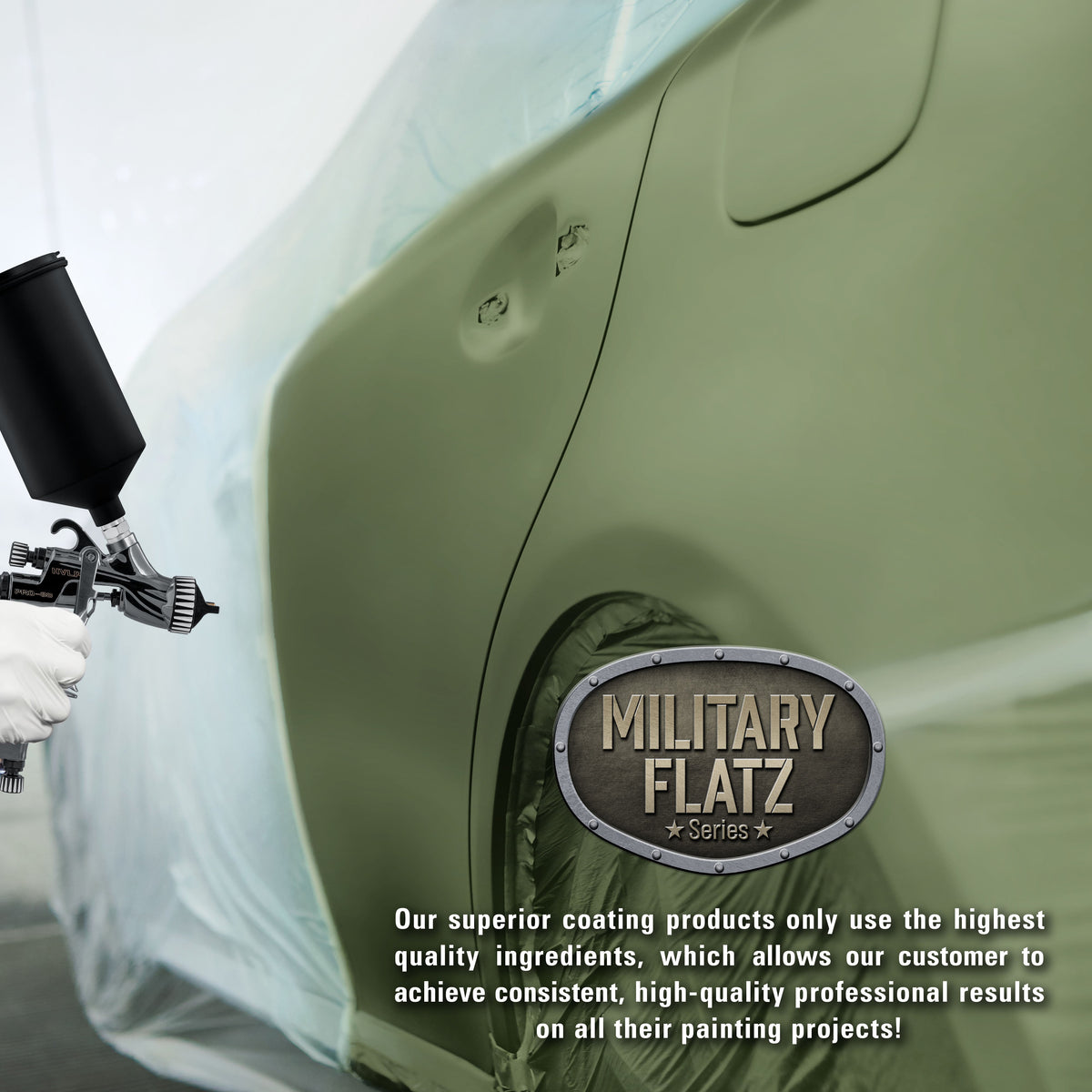 Military Flatz 595-34128 Woodland Green - 2K Urethane Flat Automotive Paint - Quart