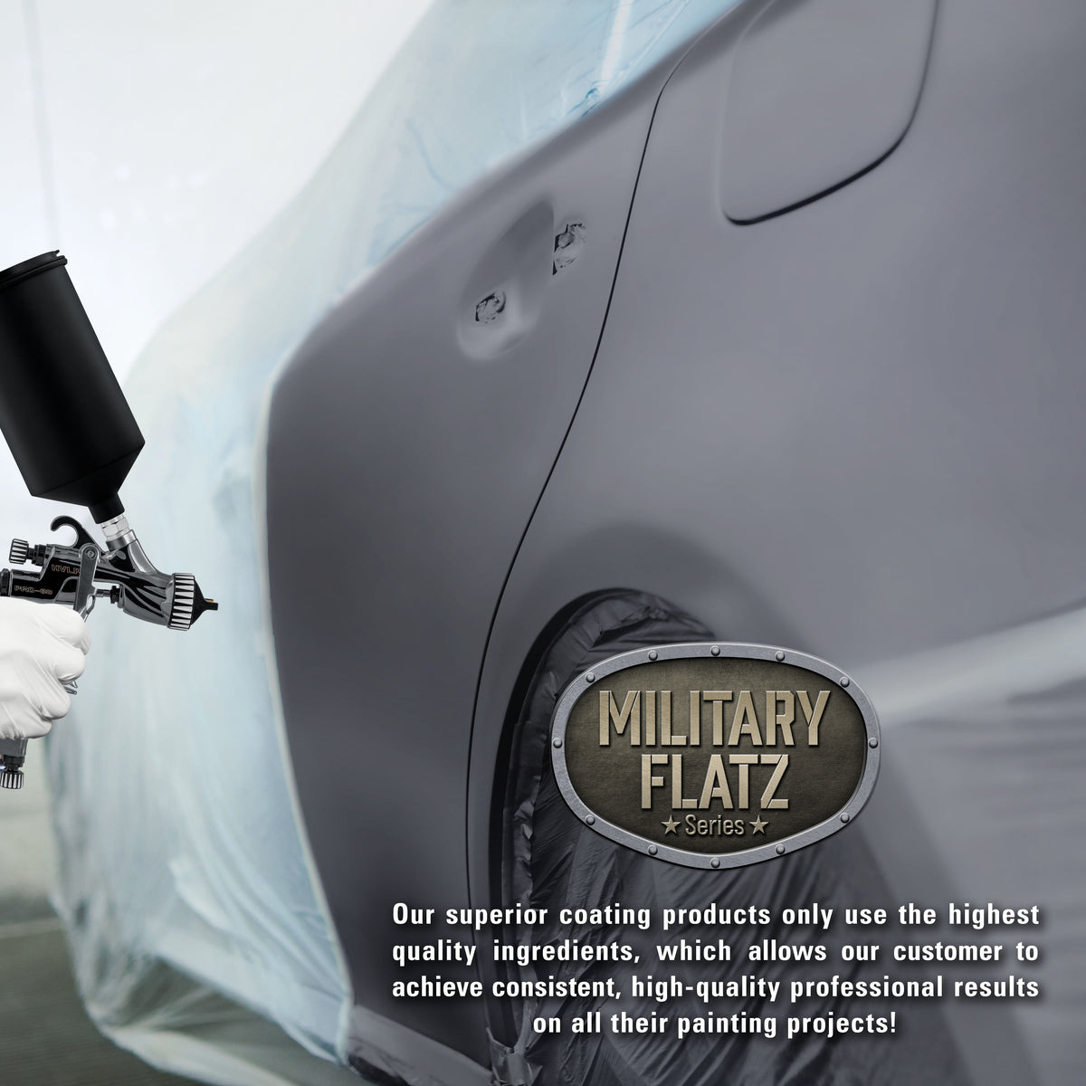 Military Flatz 595-36118 Battleship Gray - 2KUrethane Flat Automotive Paint - Quart