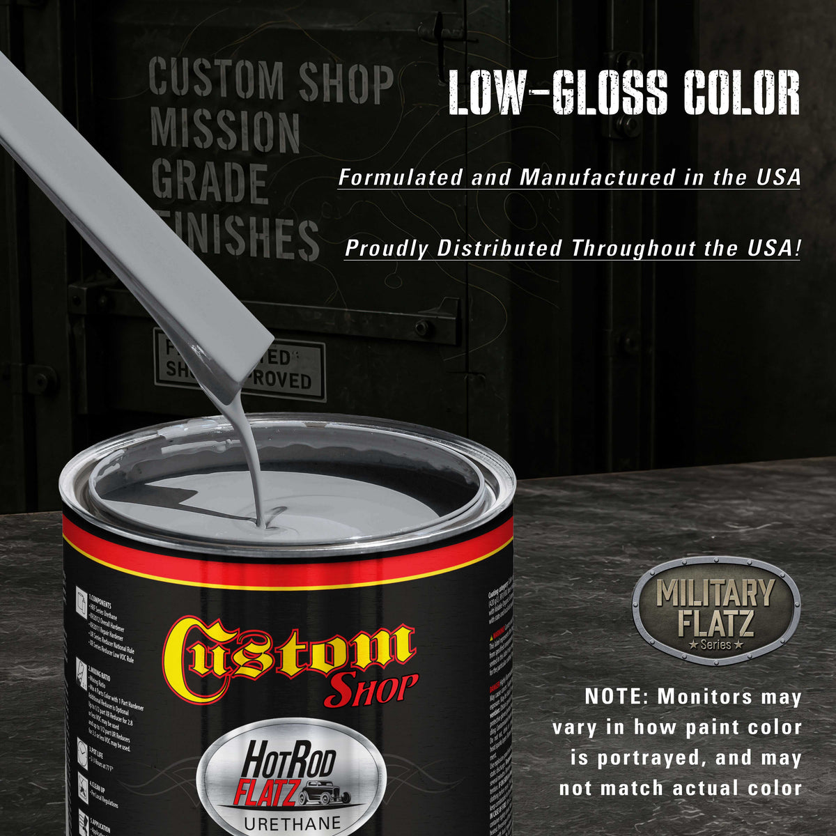Military Flatz 595-36300 Aircraft Gray - 2K Urethane Flat Automotive Paint - Quart