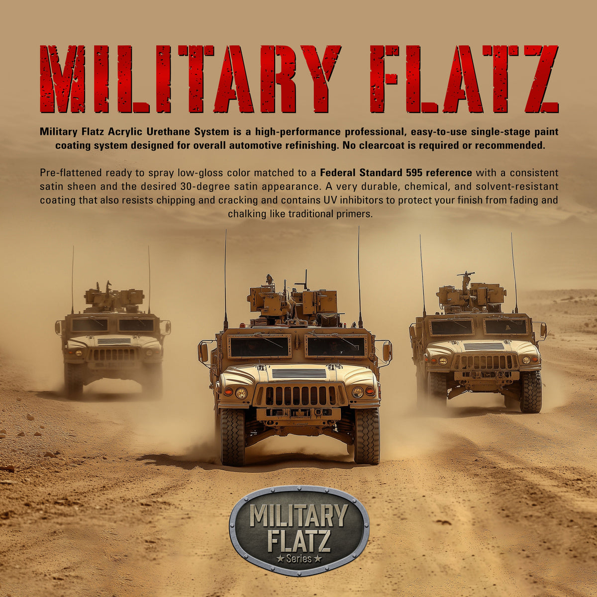 Military Flatz 595-36521 Frost Beige - 2K Urethane Flat Automotive Paint - 2K Aerosol