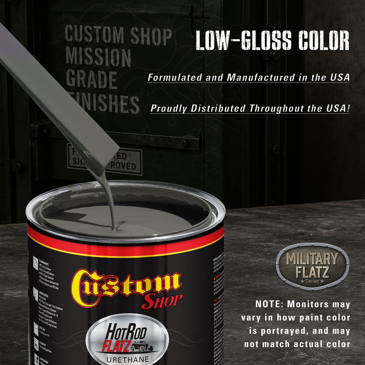 Military Flatz 595-37030 Black  - 2K Urethane Flat Automotive Paint - Quart