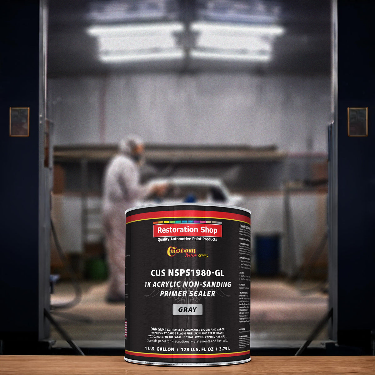 Premium 1K Acrylic Non-Sanding Primer Sealer Paint, Color Gray, 1 Gallon - Fast Drying, Ready-To-Spray, Apply Over Automotive Primer Surfacers