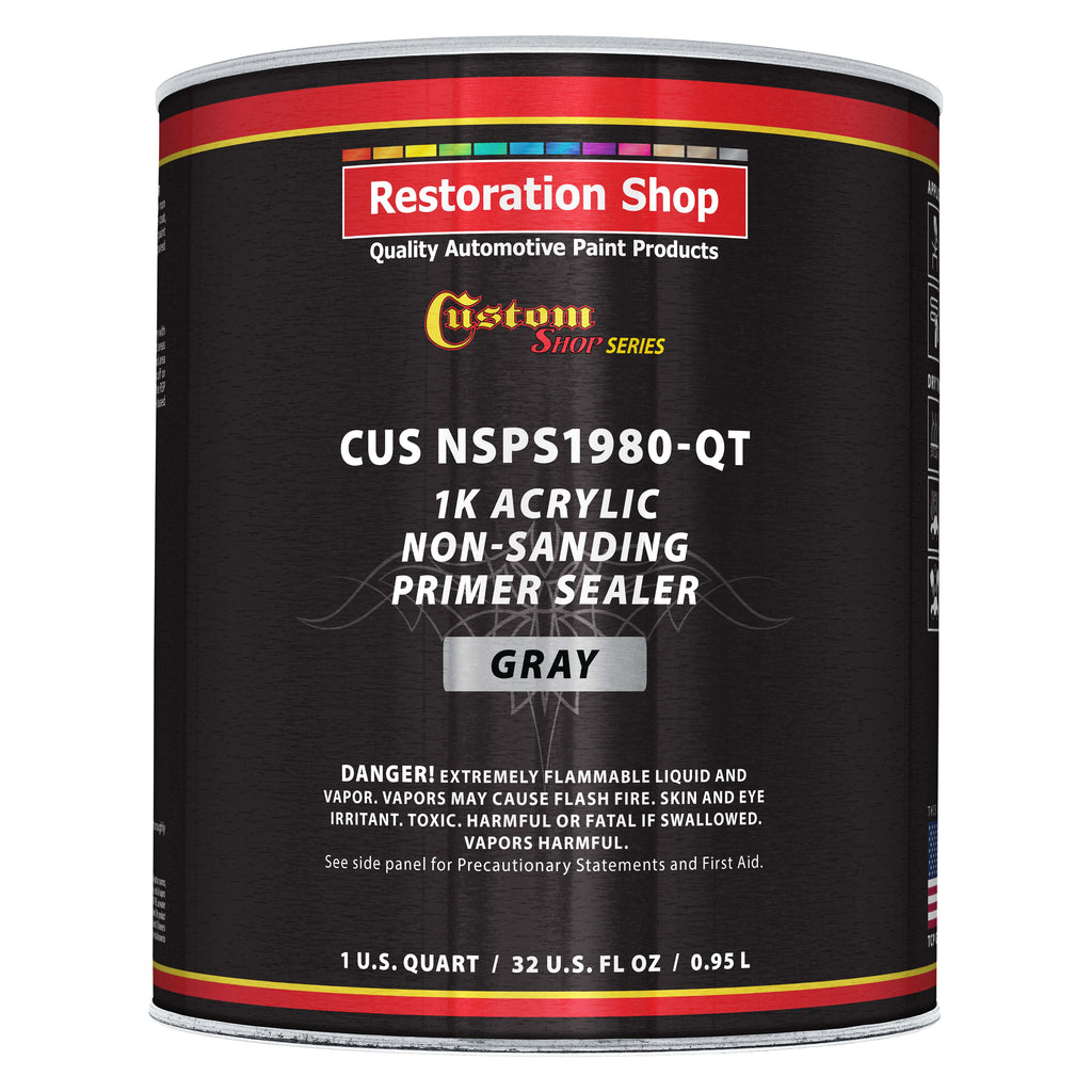 Premium 1K Acrylic Non-Sanding Primer Sealer Paint, Color Gray, 1 Quart - Fast Drying, Ready-To-Spray, Apply Over Automotive Primer Surfacers, Sanded