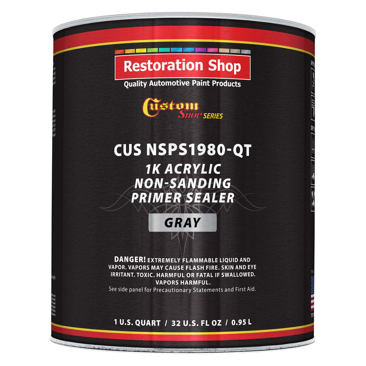 Premium 1K Acrylic Non-Sanding Primer Sealer Paint, Color Gray, 1 Quart - Fast Drying, Ready-To-Spray, Apply Over Automotive Primer Surfacers, Sanded