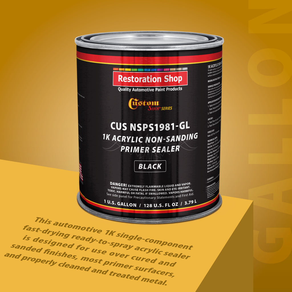 Premium 1K Acrylic Non-Sanding Primer Sealer Paint, Color Black, 1 Gallon - Fast Drying, Ready-To-Spray, Apply Over Automotive Primer Surfacers
