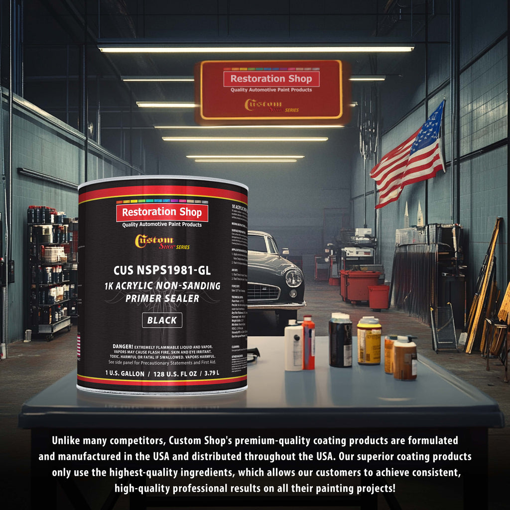 Premium 1K Acrylic Non-Sanding Primer Sealer Paint, Color Black, 1 Gallon - Fast Drying, Ready-To-Spray, Apply Over Automotive Primer Surfacers