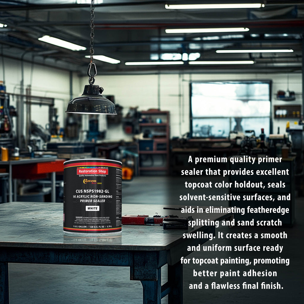 Premium 1K Acrylic Non-Sanding Primer Sealer Paint, Color White, 1 Gallon - Fast Drying, Ready-To-Spray, Apply Over Automotive Primer Surfacers