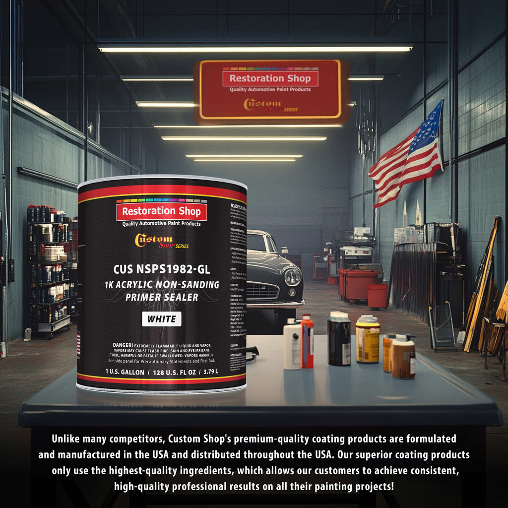 Premium 1K Acrylic Non-Sanding Primer Sealer Paint, Color White, 1 Gallon - Fast Drying, Ready-To-Spray, Apply Over Automotive Primer Surfacers