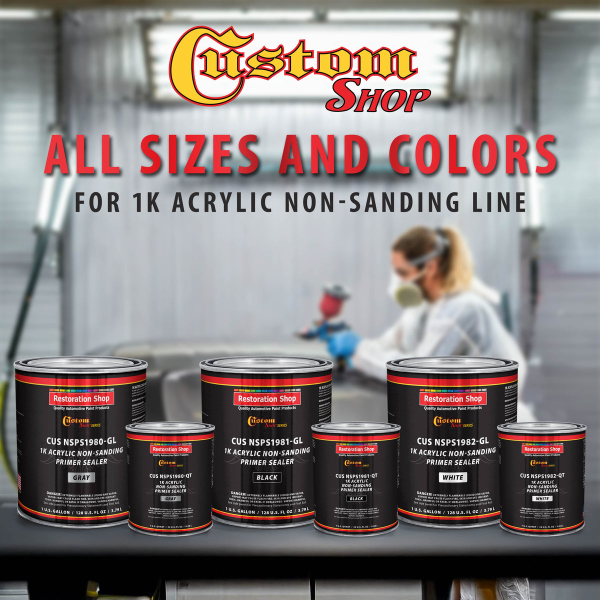 Premium 1K Acrylic Non-Sanding Primer Sealer Paint, Color White, 1 Gallon - Fast Drying, Ready-To-Spray, Apply Over Automotive Primer Surfacers