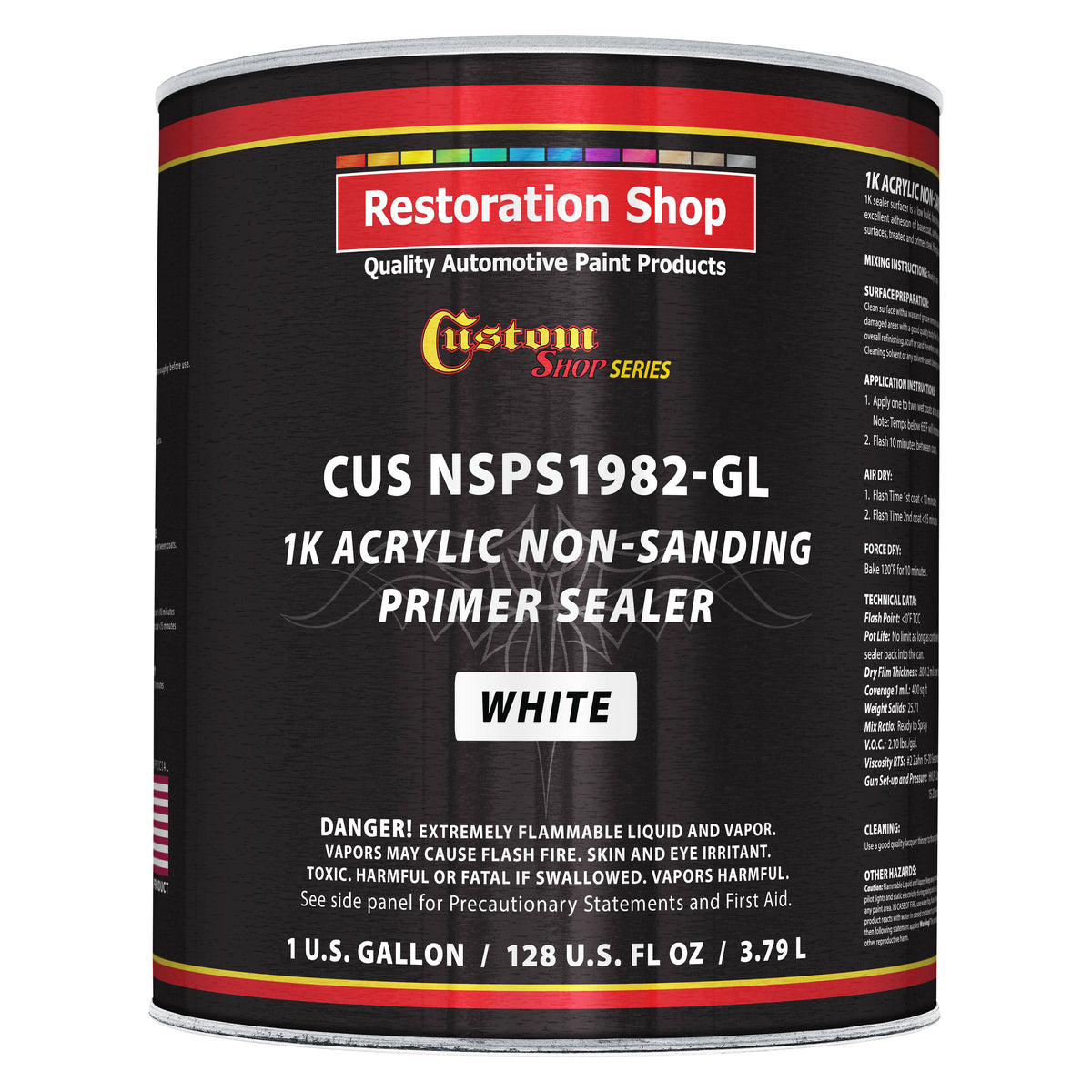 Premium 1K Acrylic Non-Sanding Primer Sealer Paint, Color White, 1 Gallon - Fast Drying, Ready-To-Spray, Apply Over Automotive Primer Surfacers