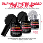 Rim Touch Up Paint Kit, Repair Scratches, Chips - 3 Colors Gloss Black, Matte Black, Silver
