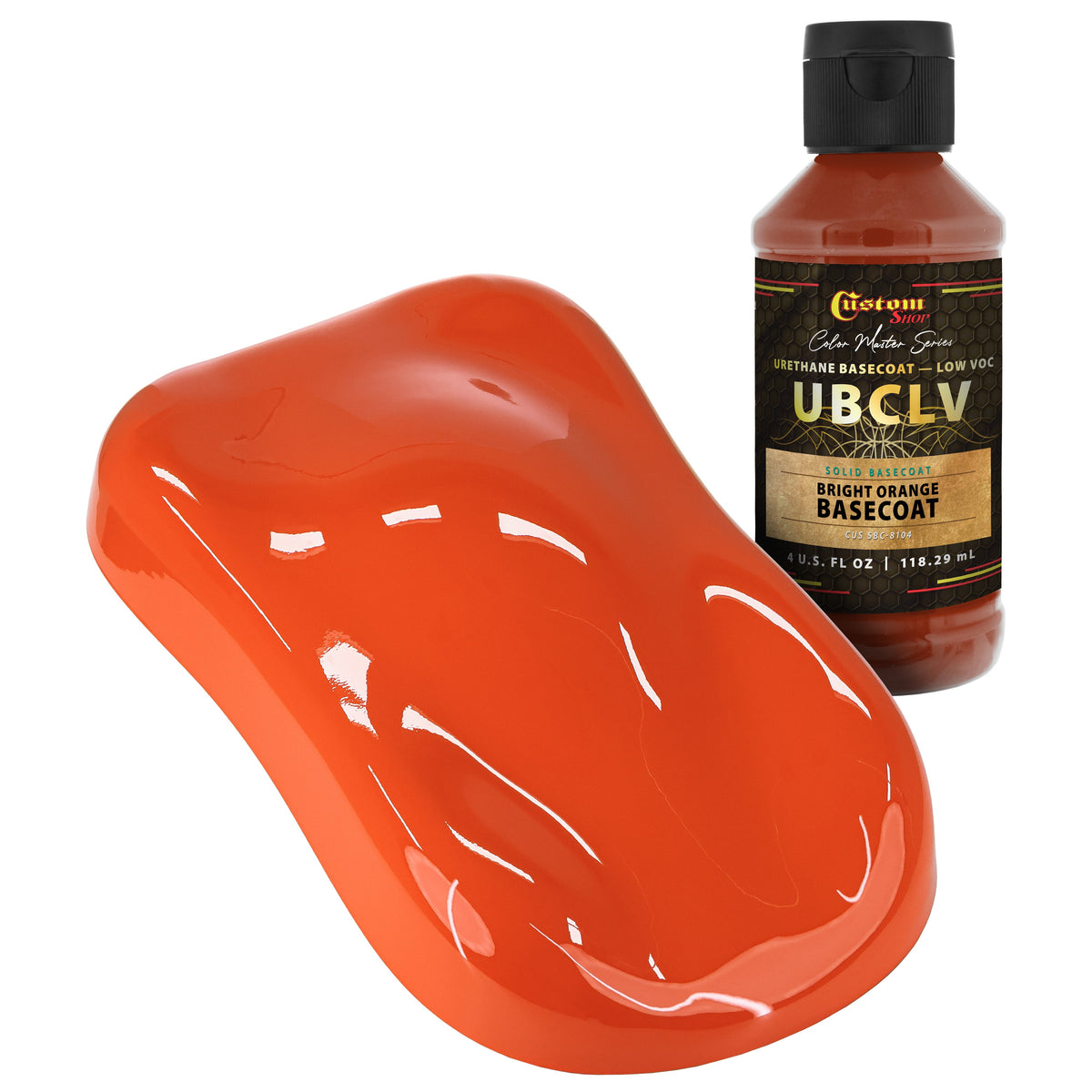 SBC Solid Basecoat - Bright Orange Basecoat - 4-Ounce Ready to Spray Bottle