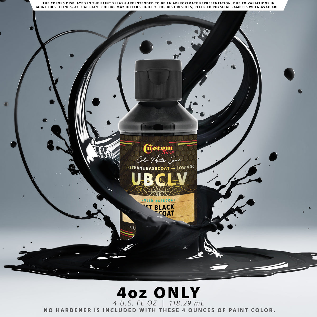 SBC Solid Basecoat - Jet Black Basecoat - 4-Ounce Ready to Spray Bottle