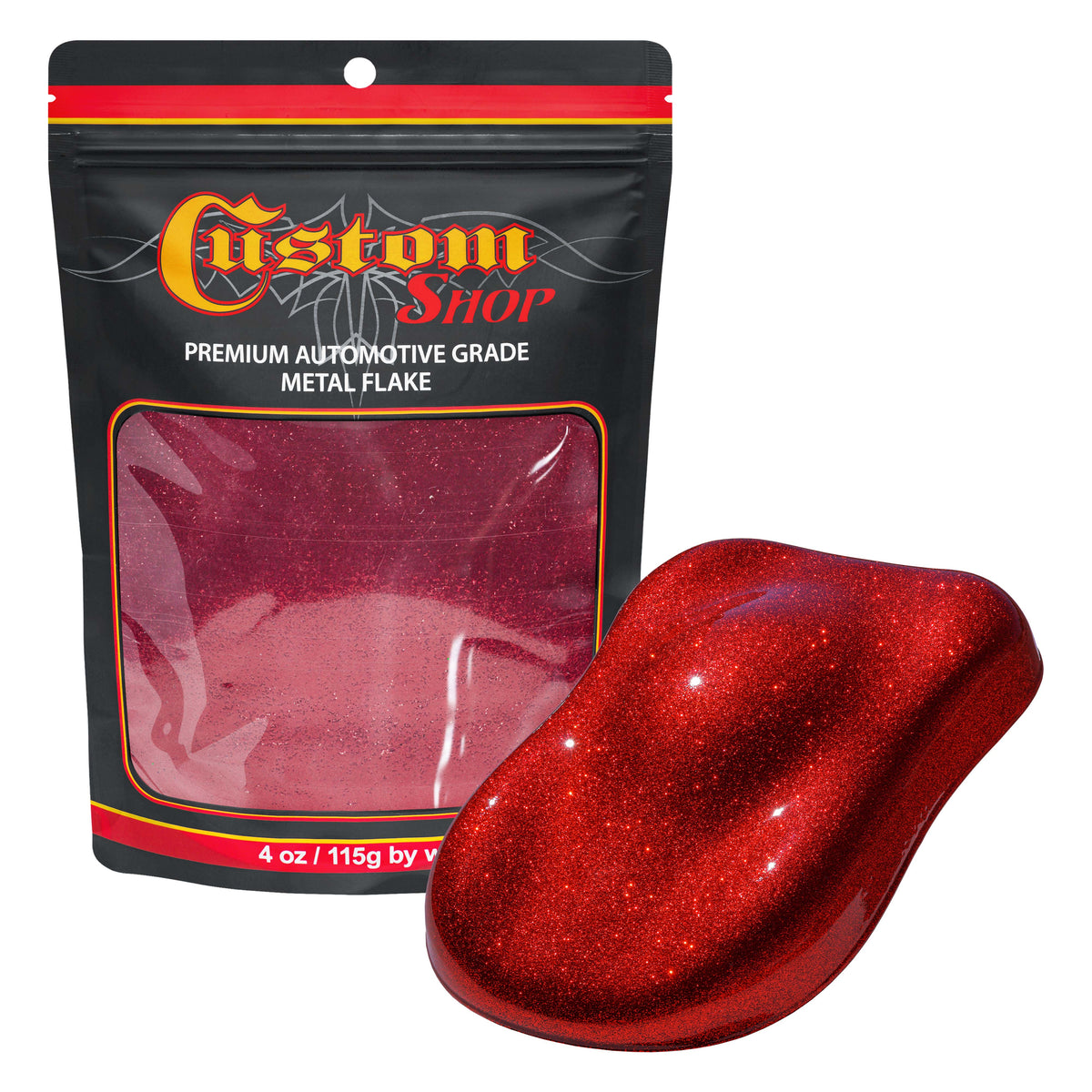 Metal Flake for Automotive Paint, Fire Red, 4oz Standard .015" Metal Flakes for Car Paint, UV Resistant Glitter Paints Additive for Epoxy Resin &