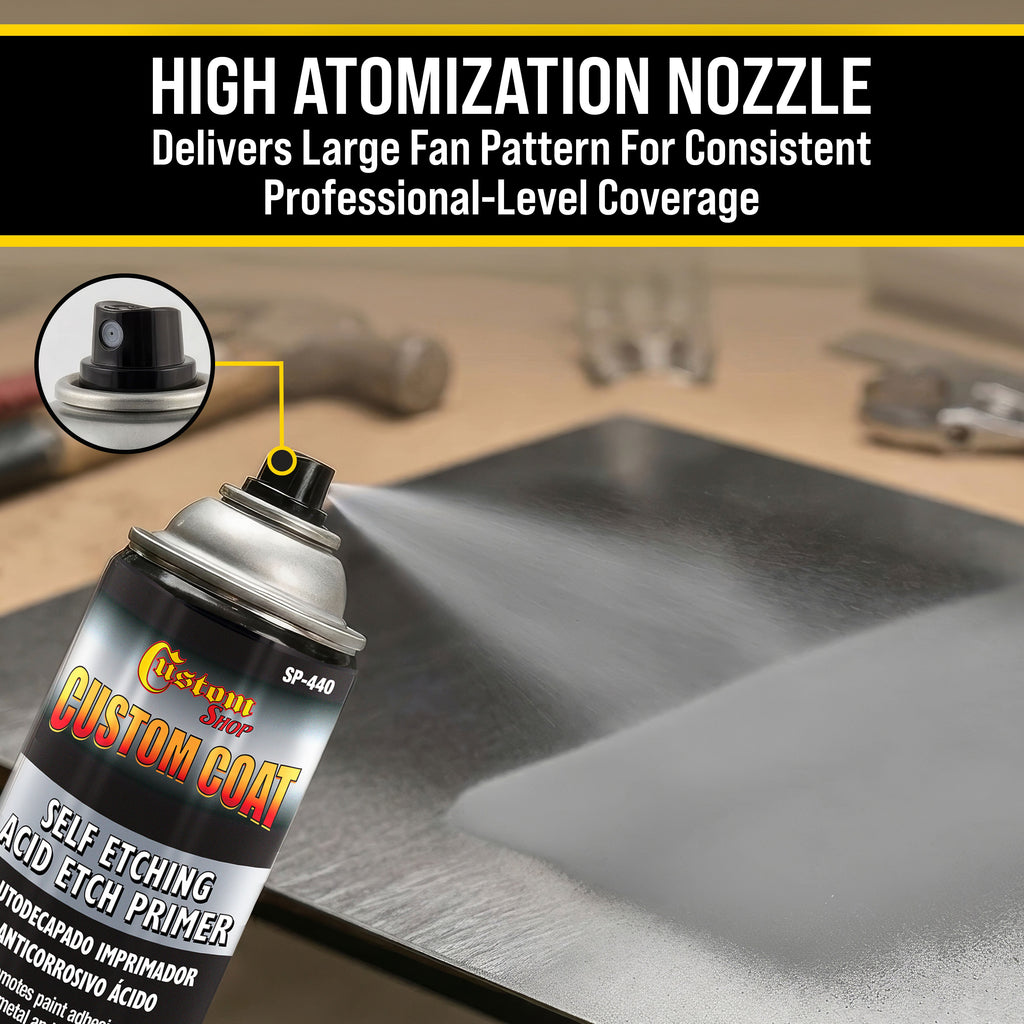 Self Etching Primer Spray (6 Pack) - 12.9oz Gray Acid Etch Primer for Metal, Aluminum & Stainless Steel - Fast Drying Automotive Etching Primers, Pre