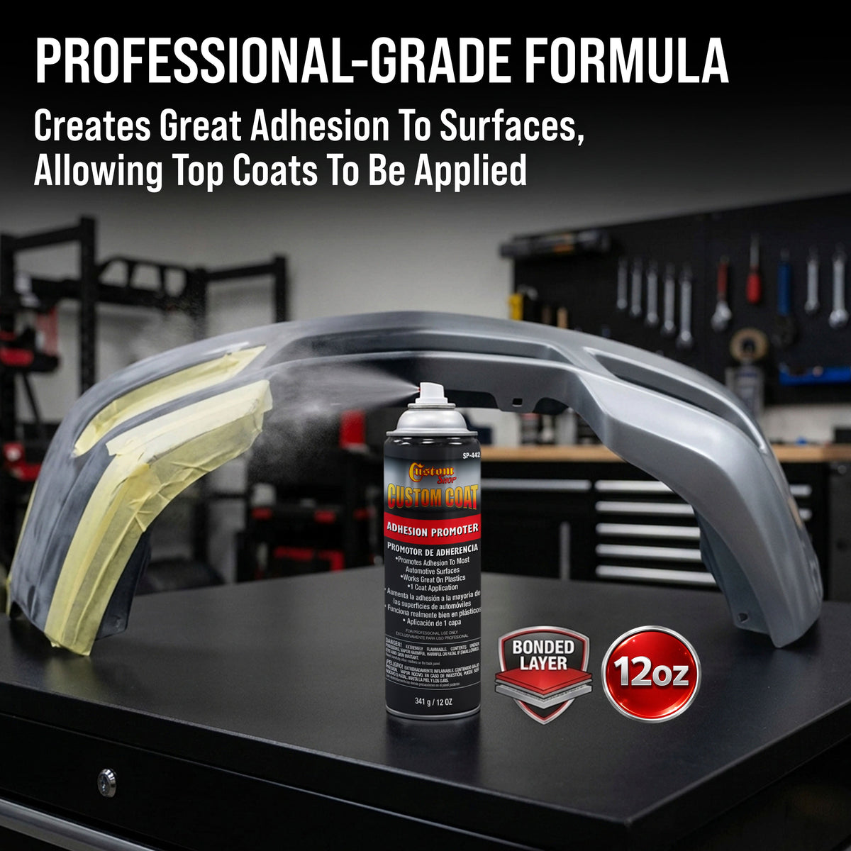 Adhesion Promoter 12oz Spray - Superior Bonding Adhesion Promoter for Plastic, Automotive Surfaces & Truck Bed Liner - Alternative for Hard to Sand