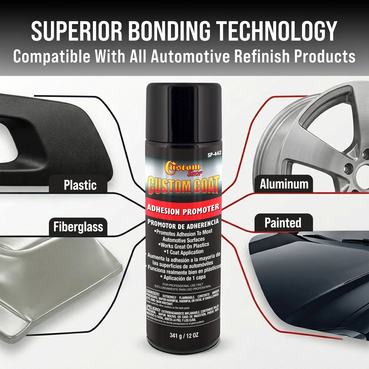 Adhesion Promoter 12oz Spray - Superior Bonding Adhesion Promoter for Plastic, Automotive Surfaces & Truck Bed Liner - Alternative for Hard to Sand
