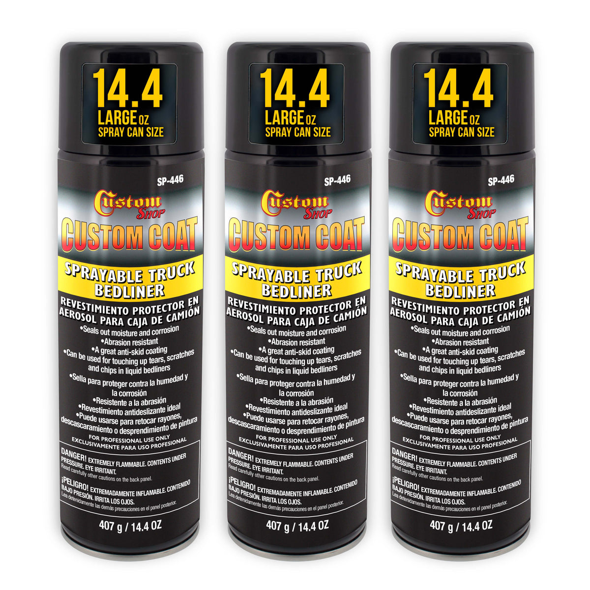 Sprayable Bedliner for Truck Beds & Touch-Ups (3 Pack) - 14.4oz Aerosol Can, Durable, Bed Liner - Spray on Bed Liner, Black Textured Coating