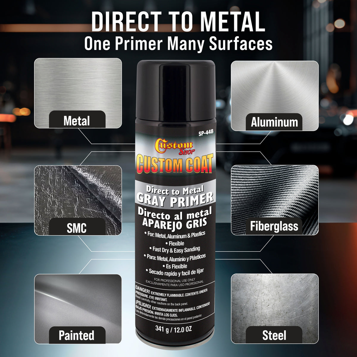 1K High Build Primer Spray Paint (3 Pack) - 12 Oz Grey - Automotive Sandable Primer for Metal, Plastic, Fiberglass - Direct to Metal - Easy Sanding