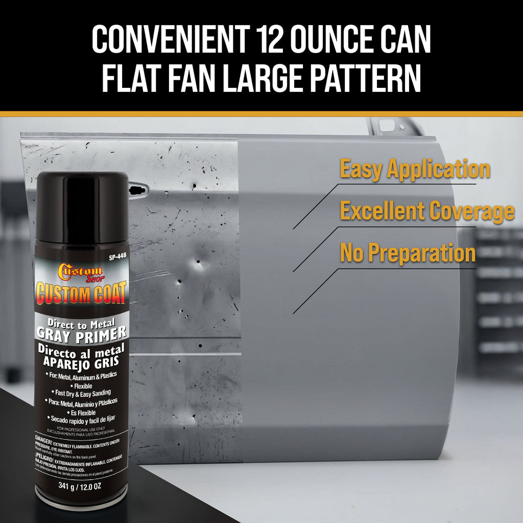1K High Build Primer Spray Paint (3 Pack) - 12 Oz Grey - Automotive Sandable Primer for Metal, Plastic, Fiberglass - Direct to Metal - Easy Sanding